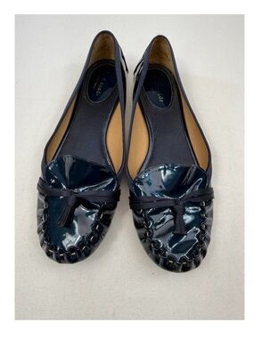 Kate Spade New York Navy Patent Ballet Flats Bow Detail Size 8.5M